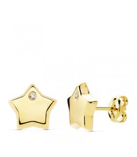 Stern Ohrstecker aus 18K Gelbgold - Goldohrringe für Damen und Mädchen