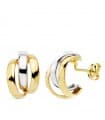 Pendientes Mujer Bandas Oro Bicolor 18 K