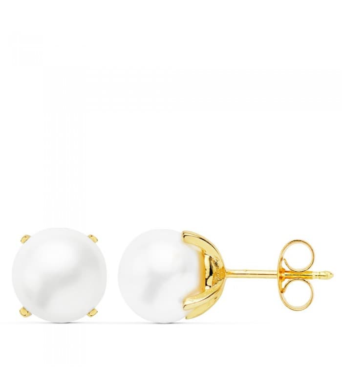 Perlenstecker mit weißer Süßwasserperle 8,5MM - Ohrringe für Damen 750er Gold