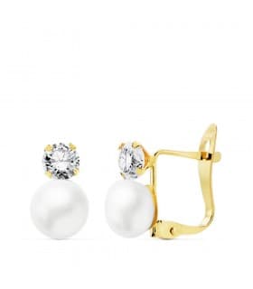Ohrstecker Perle 6 mm Stephanie 18K Gold - Goldohrringe 18K für Kinder und Kommunion.