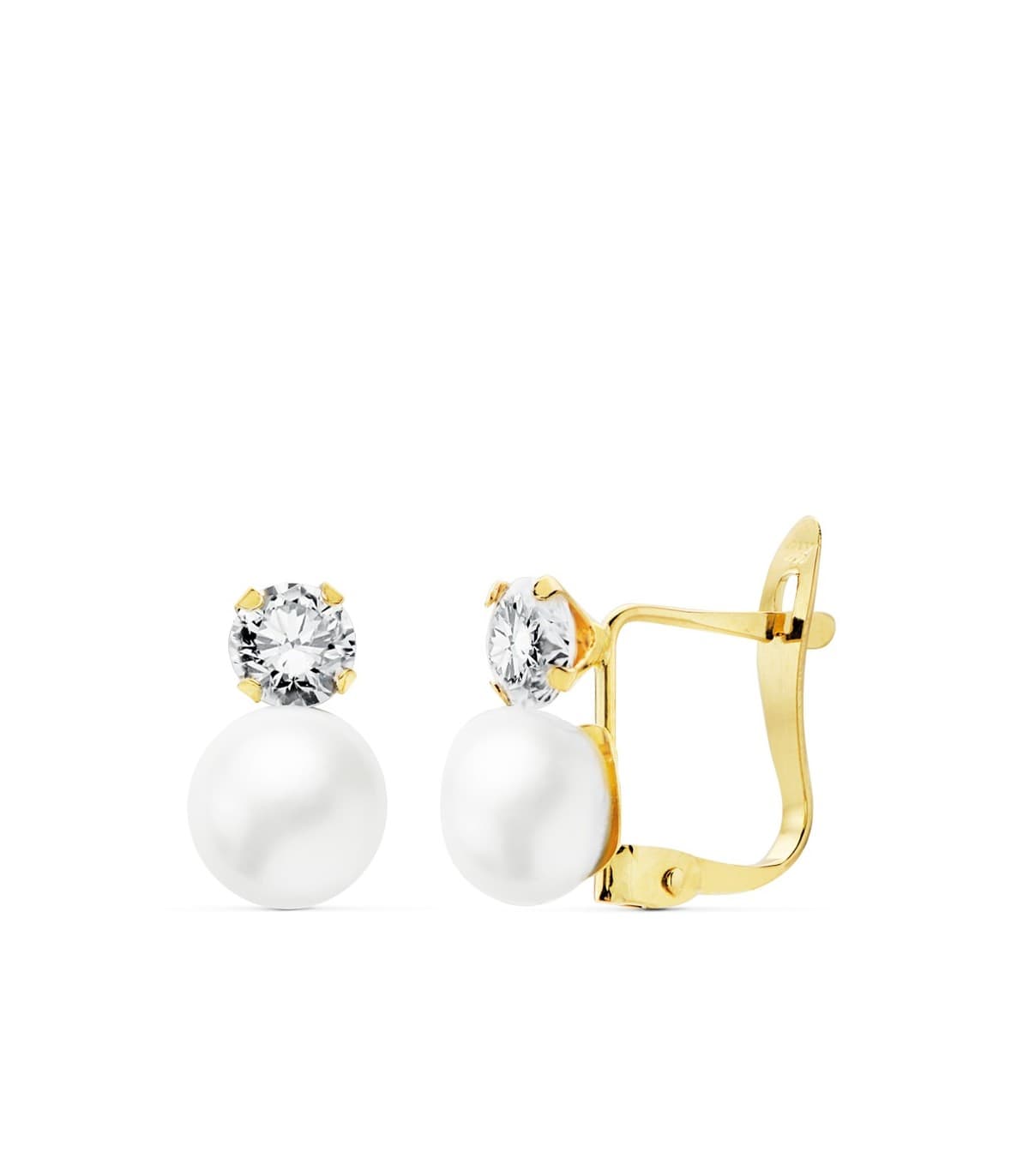 Orecchini Stephanie in oro giallo 750 per la prima comunione, perla bottone 6 mm