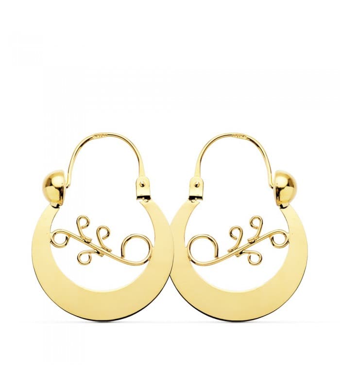 Orecchini creoli Filigrana Oro giallo 18kt 24 mm, gioielli oro