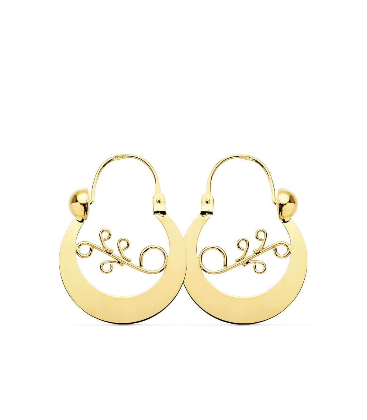 Orecchini creoli Filigrana Oro giallo 18kt 24 mm, gioielli oro