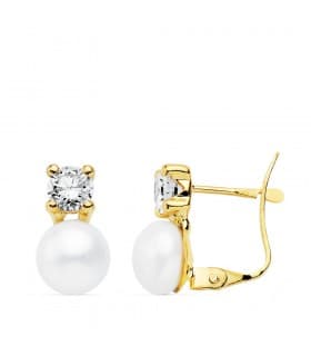 Pendientes Amelie Perla Cultivada Oro Amarillo 18 K 6,5 MM