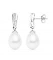 Boucles d'oreilles Perles Larme Or Blanc 24 MM