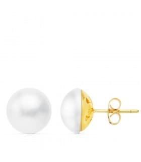Pendientes de mujer Perla Cultivada  Japonesa Mabe Oro Amarillo 18 Kilates 11,5MM