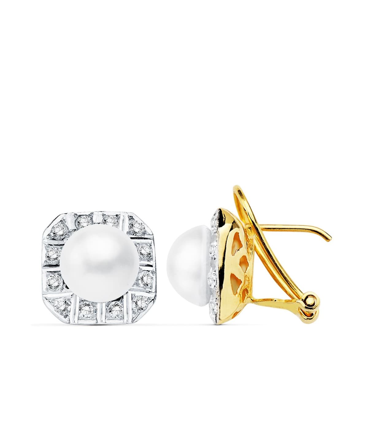 Pendientes de mujer Maiko Perlas cultivadas de Mabe Oro 18 Kilates 8 MM señora