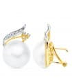 Boucles d'oreilles Takara Perles de Mabe Or Bicolore 18 K 24 MM