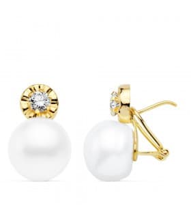 Pendientes Perlas Cultivadas Oro Amarillo 18 K 11 MM