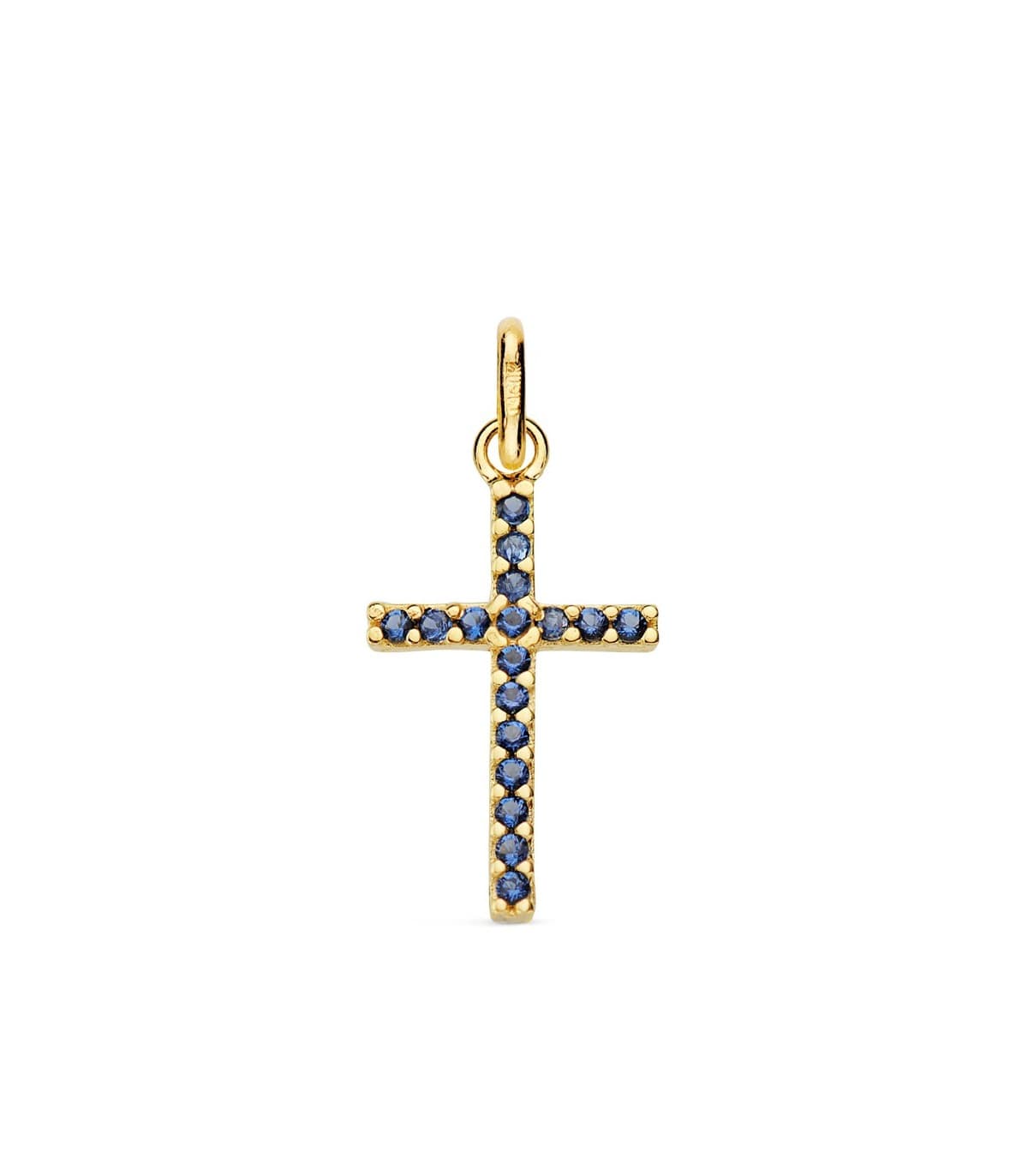 Kreuzanhänger 750 Gold, blau Zirkoniasteinen | Schmuck für Damen