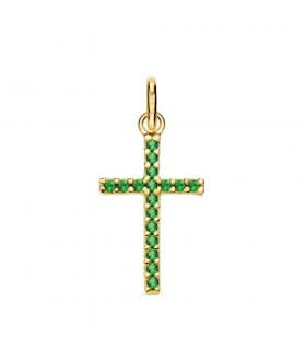 Kreuzanhänger 750 Gold, grün Zirkoniasteinen | Schmuck für Damen