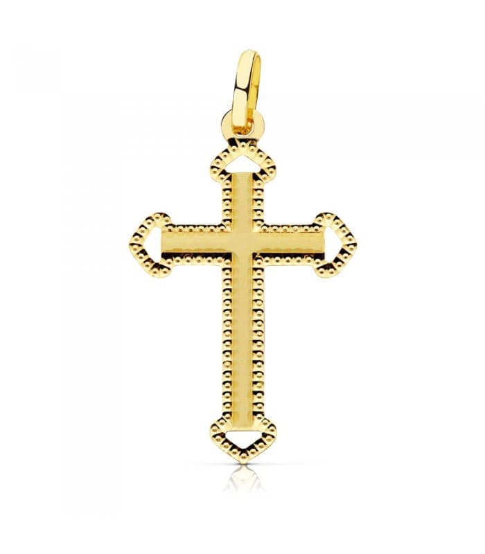 Gotisches Kreuz Damen 25 mm - Anhänger Kreuz mit Jesus 750 Gold 16952