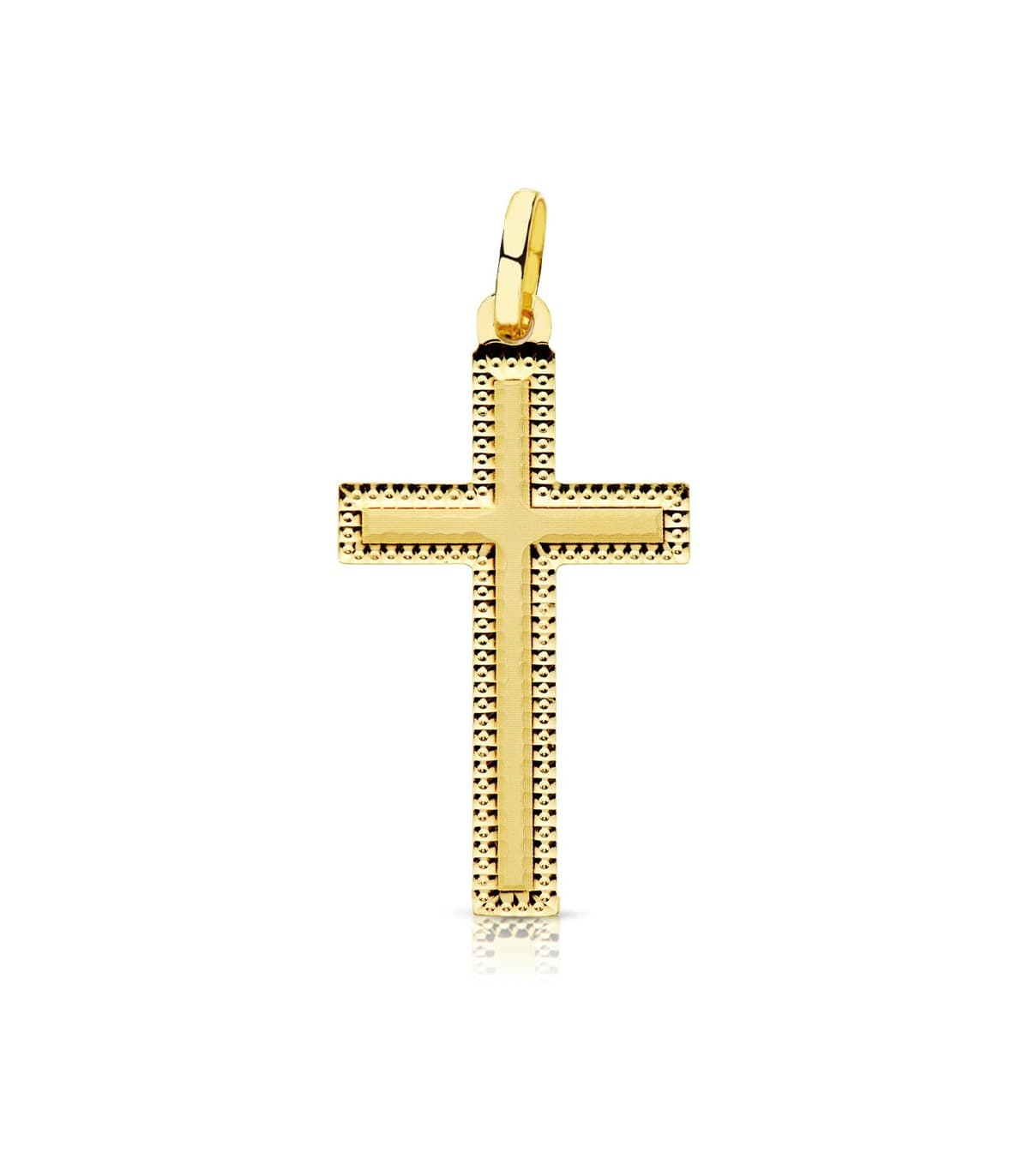 Colgante cruz Tallada 18 K 25 MM, acabado matizado y diamantado