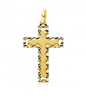 Flache Kreuz 25 × 17 mm - Goldkreuz 18K diamantiert | Artikl. 16954