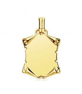 Placa Pergamino Liso Oro Amarillo 18 K 25 MM chapa colgante personalizado joya frase texto