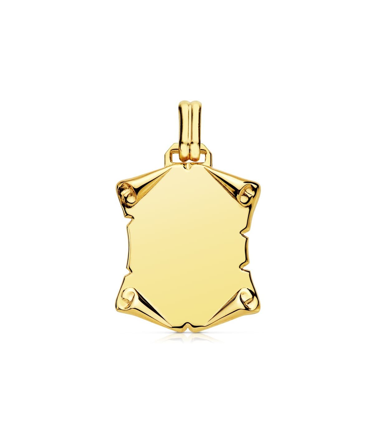 Placa Pergamino Liso Oro Amarillo 18 K 25 MM chapa colgante personalizado joya frase texto