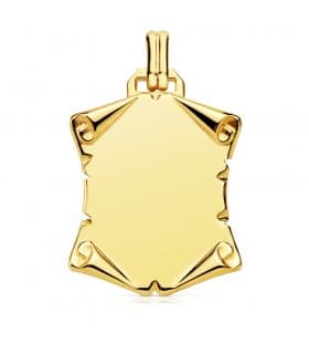 Placa Pergamino Liso Oro Amarillo 18 K 29 MM chapa colgante personalizado frase texto