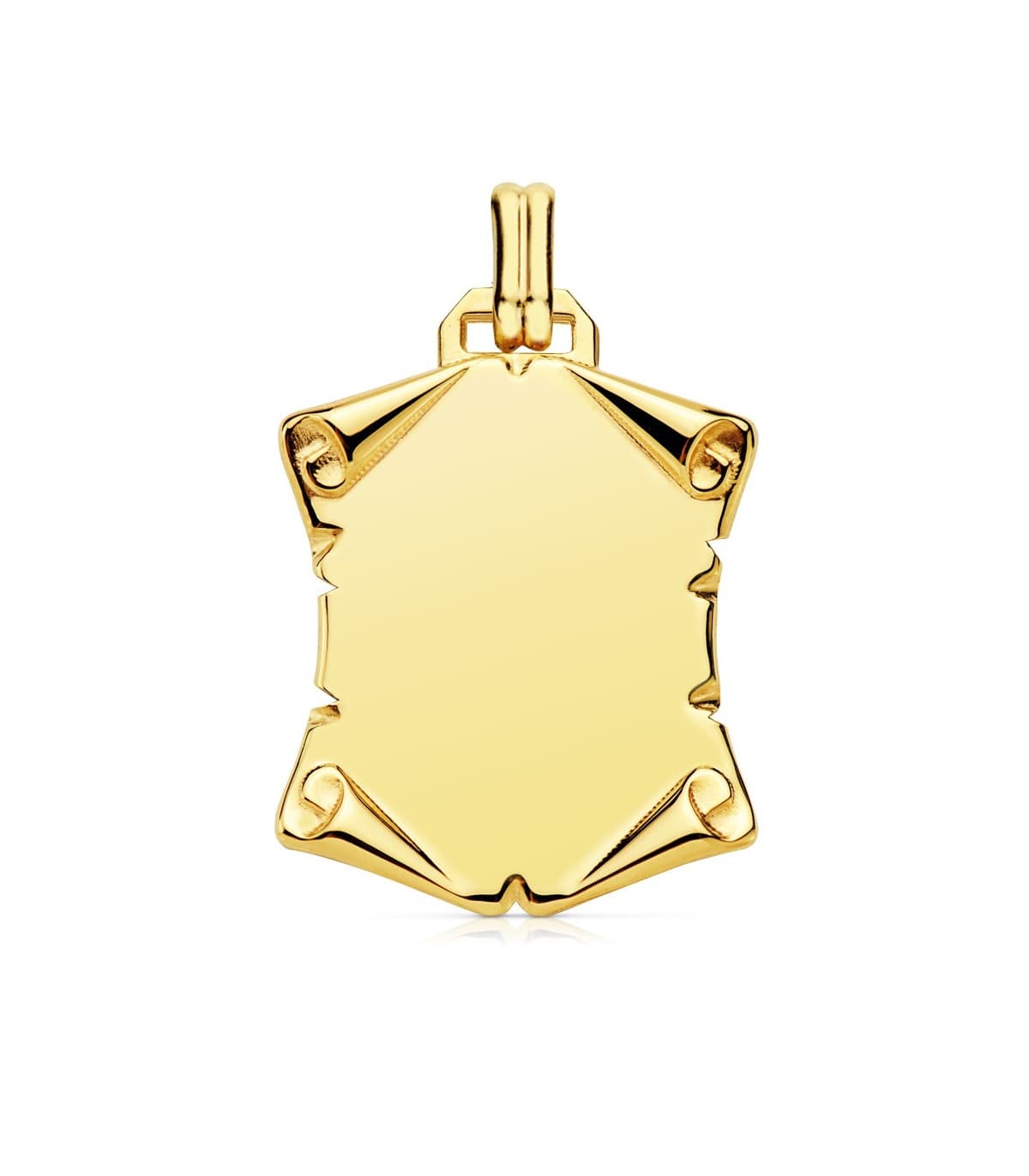 Placa Pergamino Liso Oro Amarillo 18 K 29 MM chapa colgante personalizado frase texto