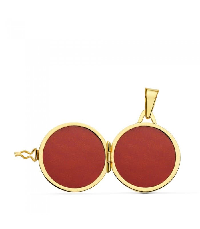 Pendentif Porte Photo Rond Lisse Or 18 K 21MM