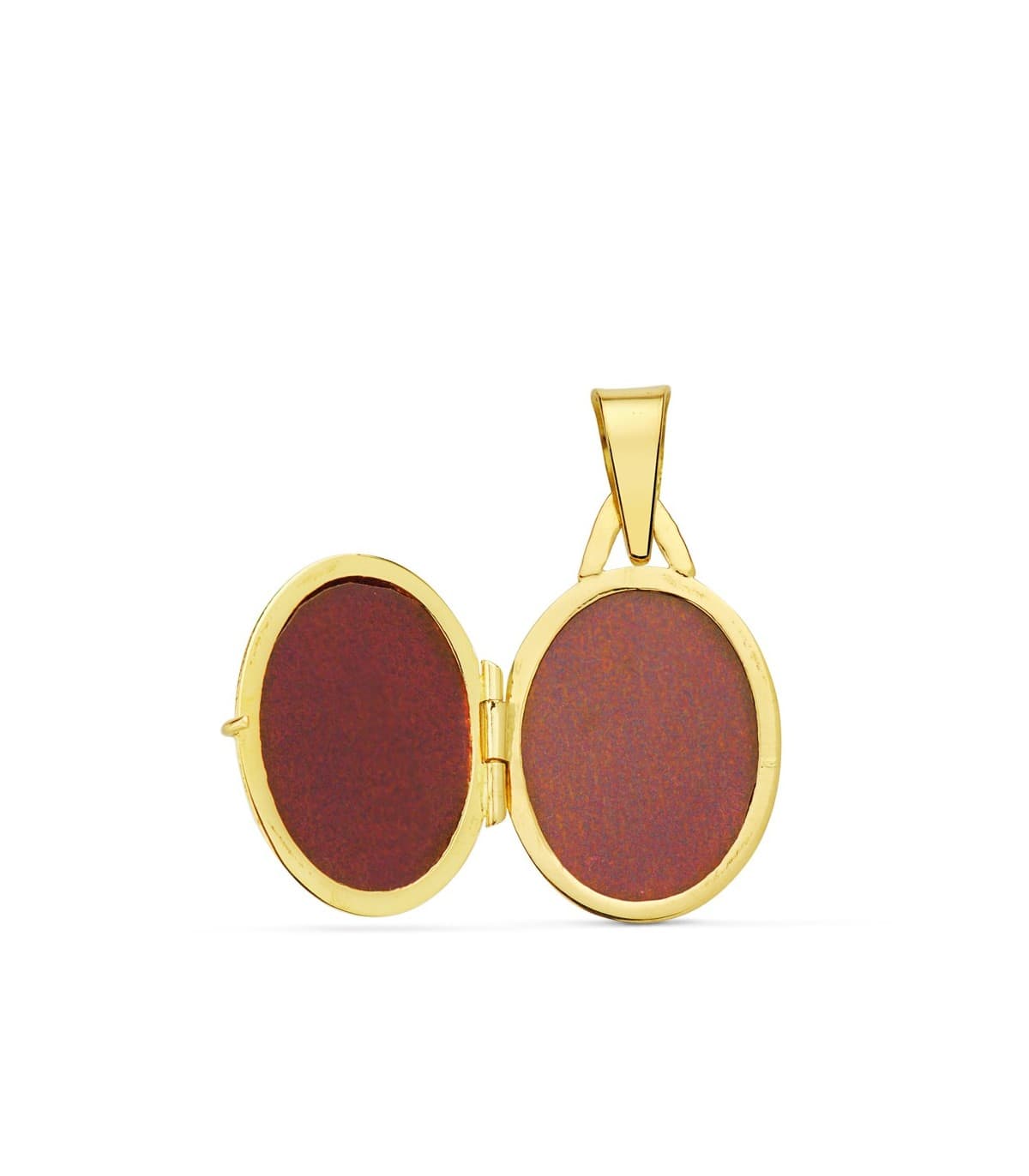Pendentif Porte Photo Ovale Lisse Or Jaune 18 MM