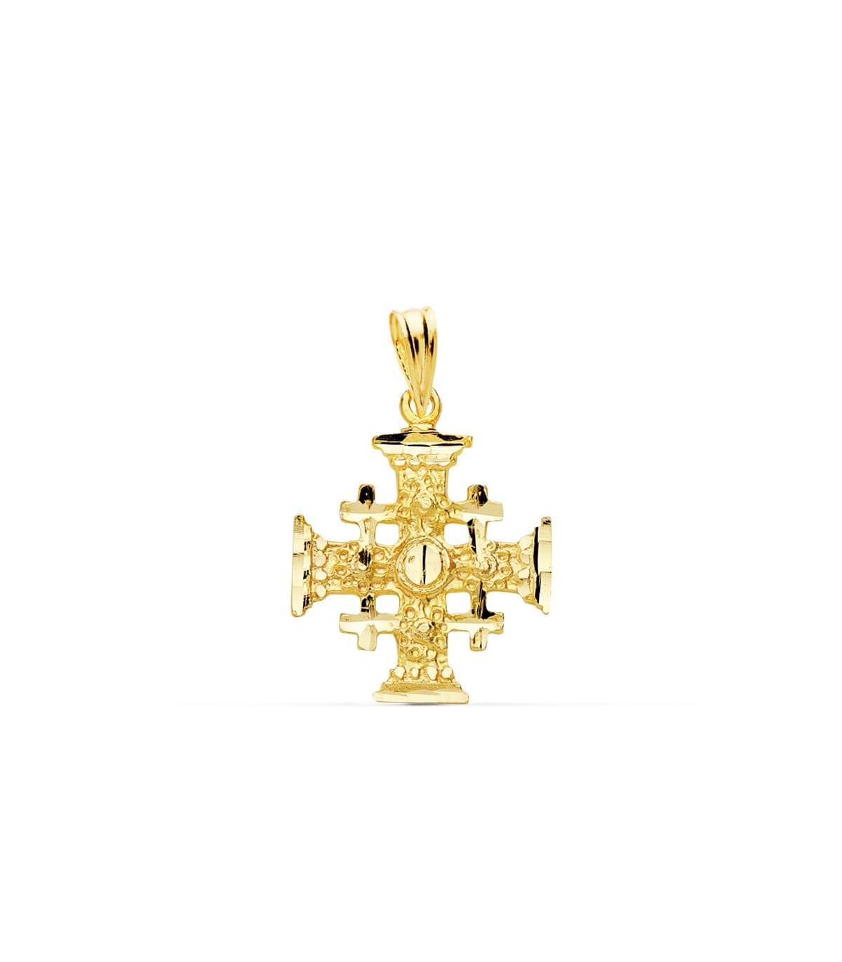 Colgante Cruz Jerusalén Medalla Oro Amarillo 18 K 17 MM