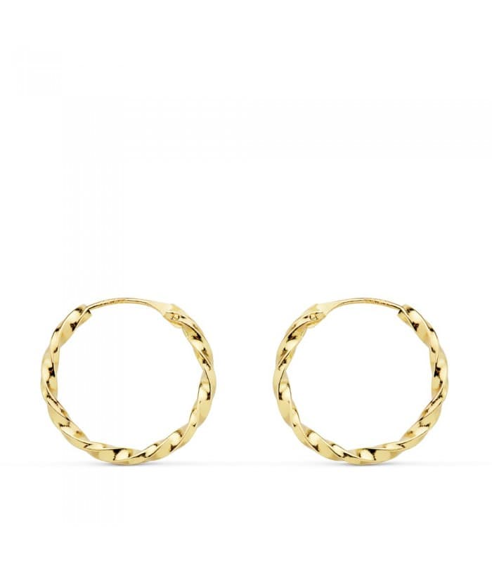 Aros Trenzados Oro Amarillo 18 K 16 MM