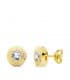 Runde Ohrstecker Greca, mit geometrischen Einkerbungen und poliert | Ohrringe 750 Gold N5947-5AP Damen & Herren
