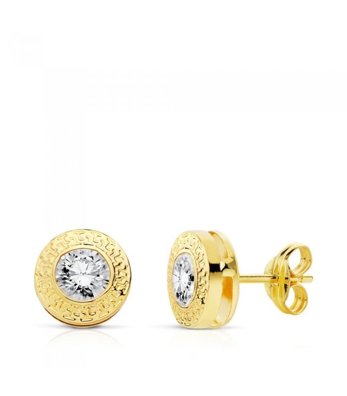 Boucles d'oreilles Femme Monique Or Jaune 18 K Grecque 7 MM