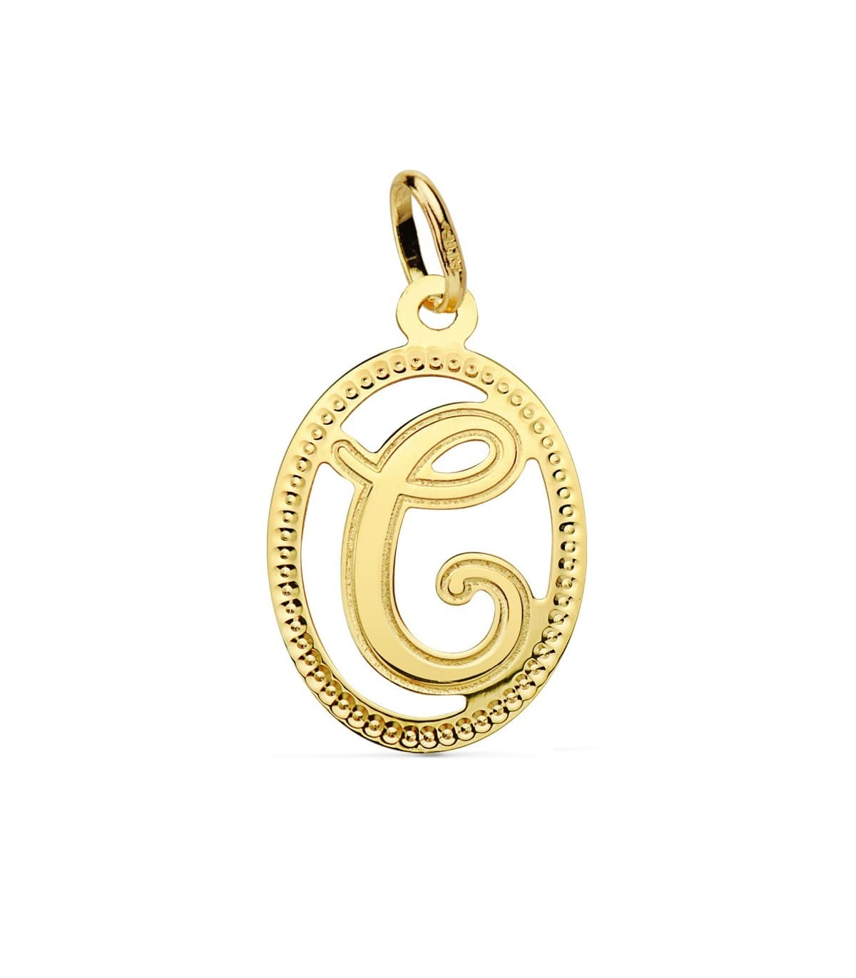 Pendentif Facetté Lettre C Or Jaune 18 K 18mm