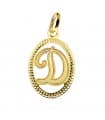 Pendentif Facetté Lettre D Or Jaune 18 K 18mm