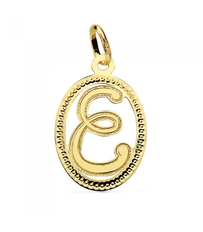 Pendentif Facetté Lettre E Or Jaune 18 K 18mm