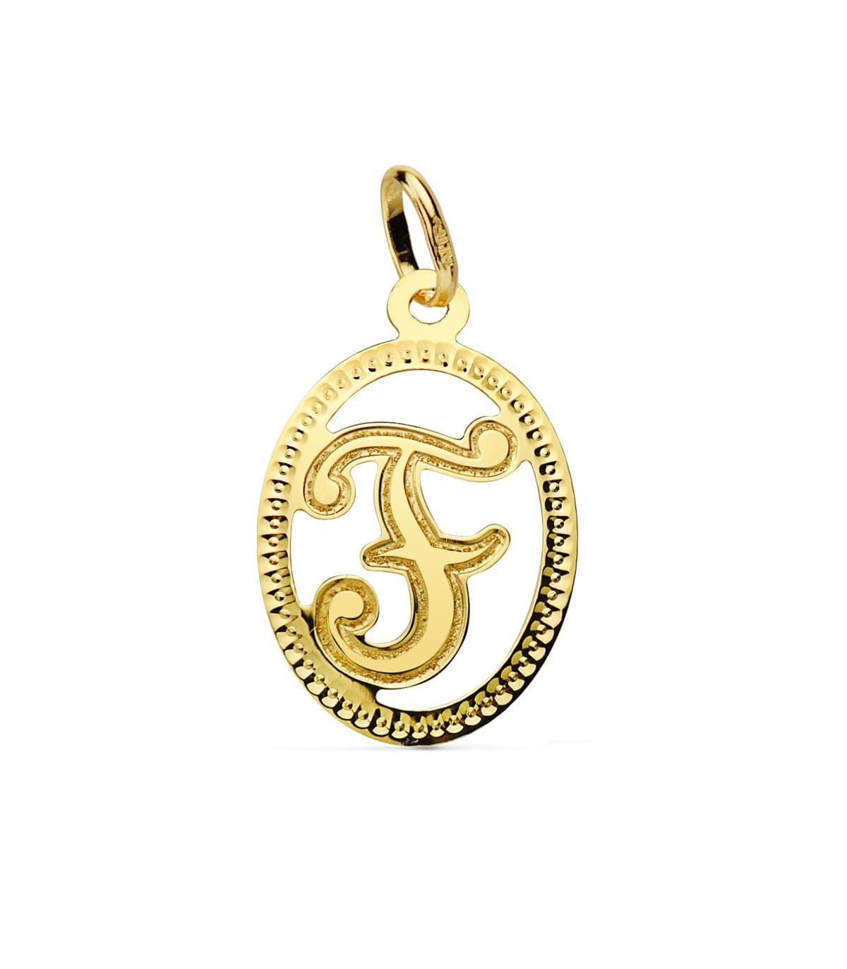 Colgante Tallado Letra F Oro amarillo 18 K 18mm Collar inicial nombre mujer