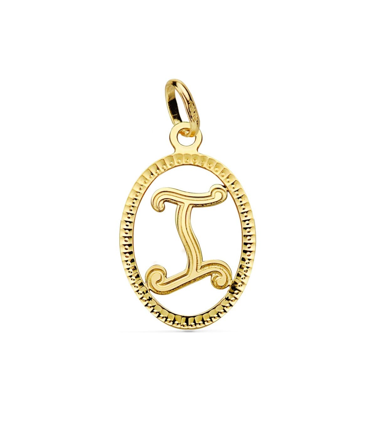 Colgante Tallado Letra I Oro Amarillo18 K collar nombre mujer
