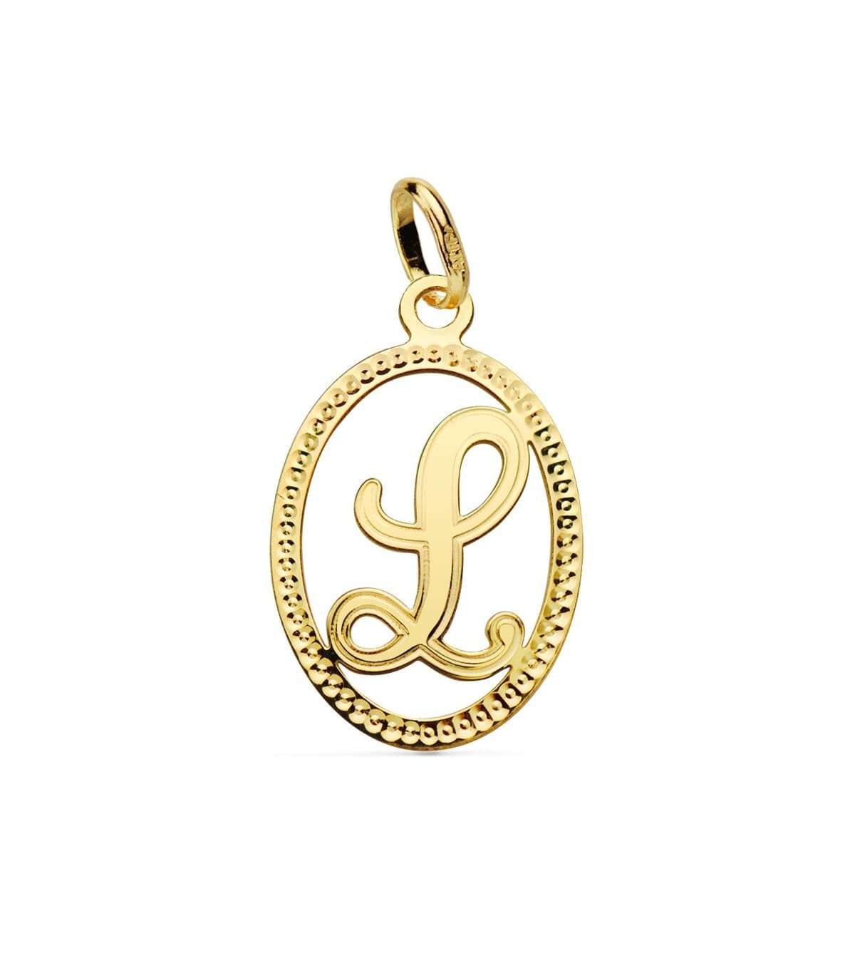 Colgante Tallado Letra L Oro Amarillo 18 K 18mm collar nombre mujer