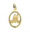 Colgante Tallado Letra M Oro Amarillo 18 K 18 mm