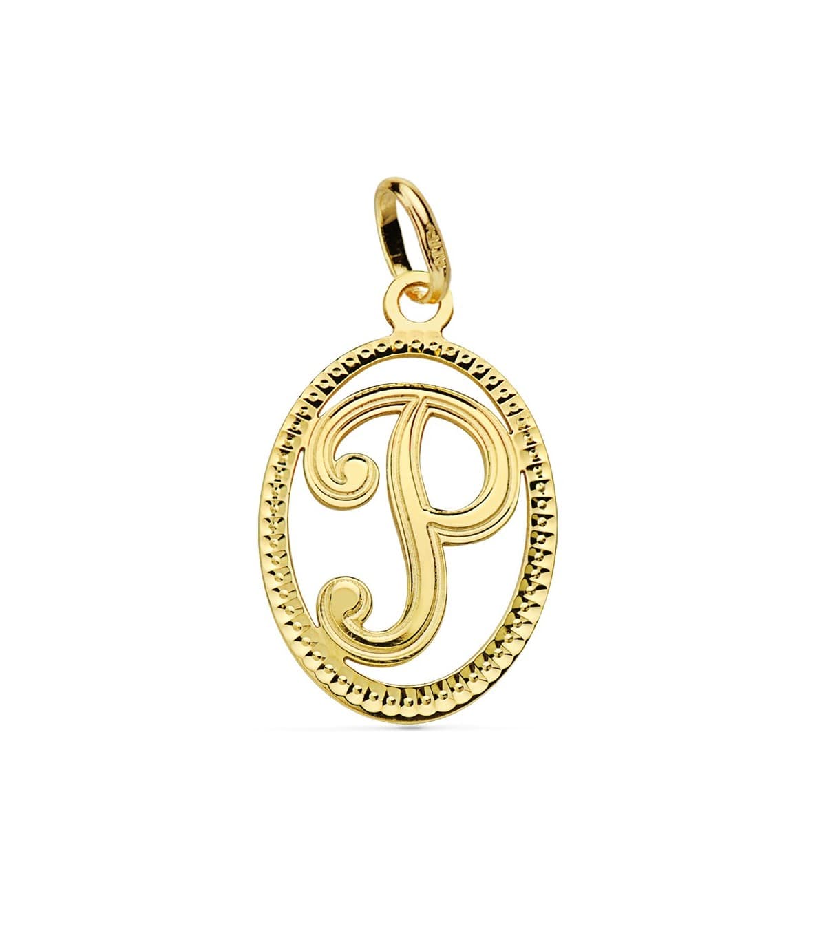 Pendentif Facetté Lettre P Or Jaune 18 K 18mm