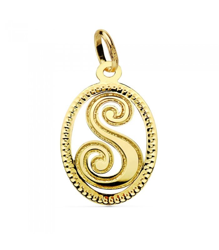 Pendentif Facetté Lettre S Or Jaune 18 K 18mm