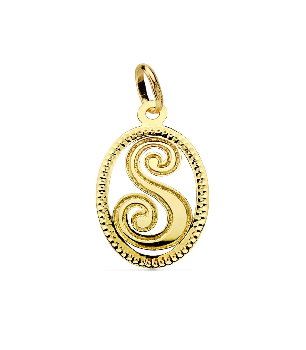 Pendentif Facetté Lettre S Or Jaune 18 K 18mm
