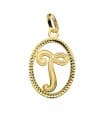 Pendentif Facetté Lettre T Or Jaune 18 K 18mm