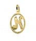 Pendentif Facetté Initiale N Or Jaune 18 K 18mm