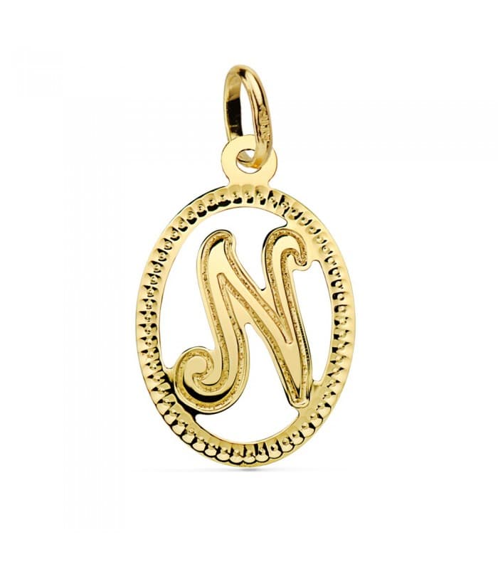 Pendentif Facetté Initiale N Or Jaune 18 K 18mm
