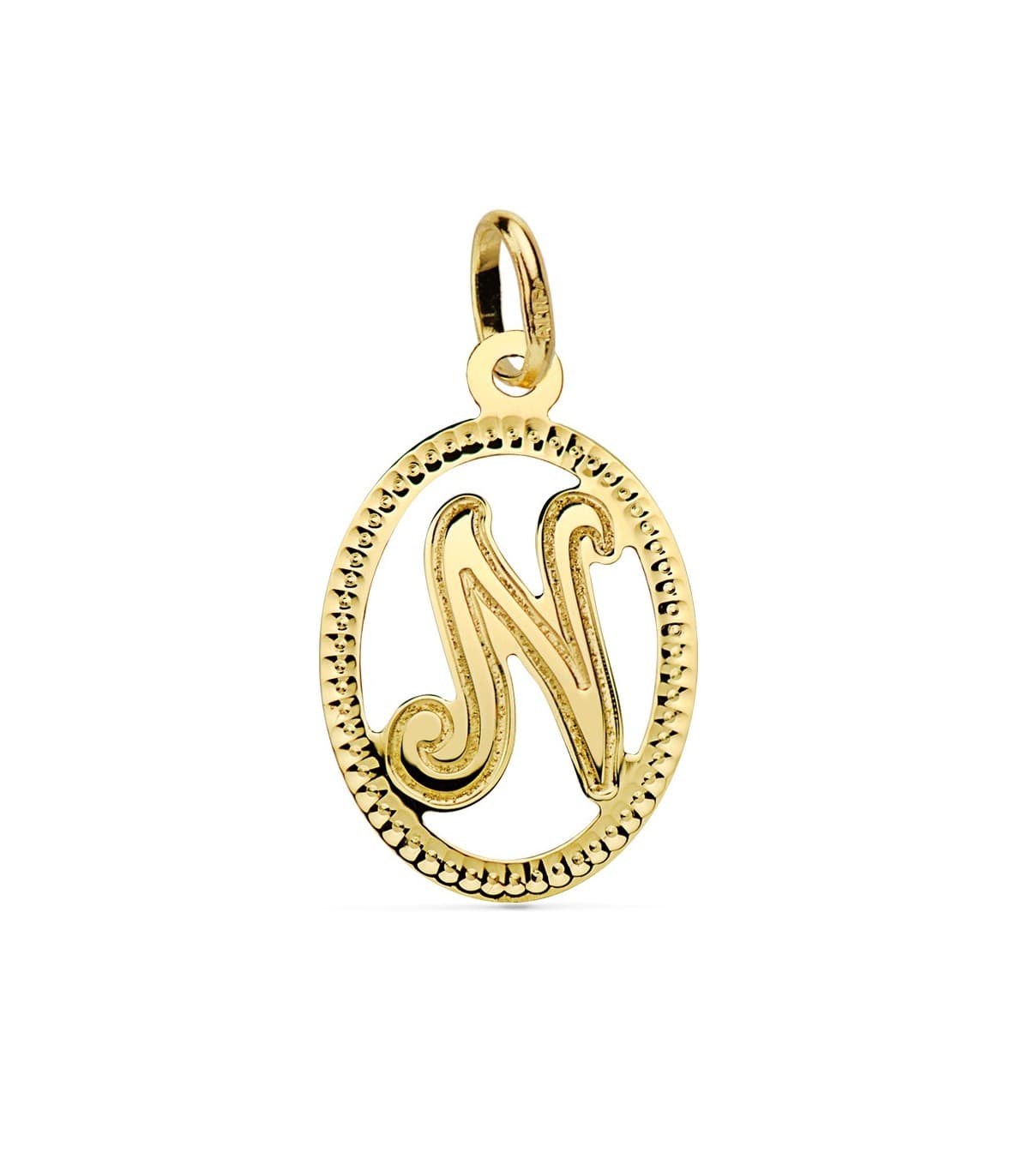 Ciondolo diamantato Lettera N oro giallo 18 Kt 18 mm