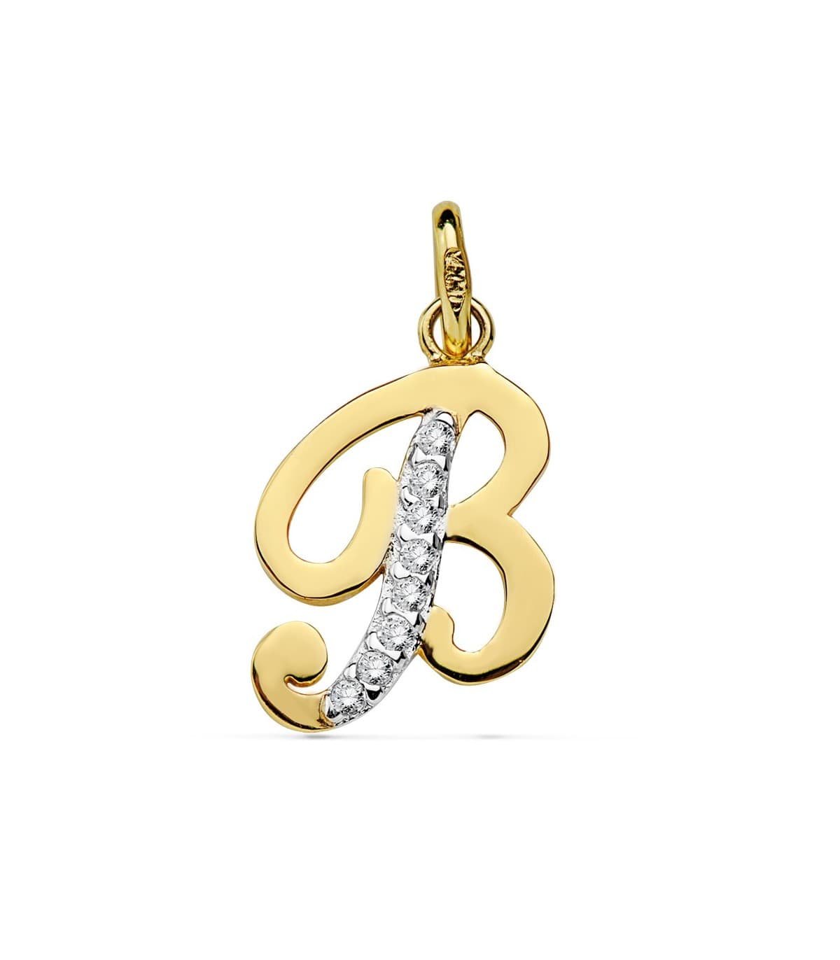 Colgante Inicial B Oro Amarillo 18 K 13 mm collar nombre mujer