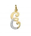 Colgante Inicial E Oro Amarillo 18 K 17 mm