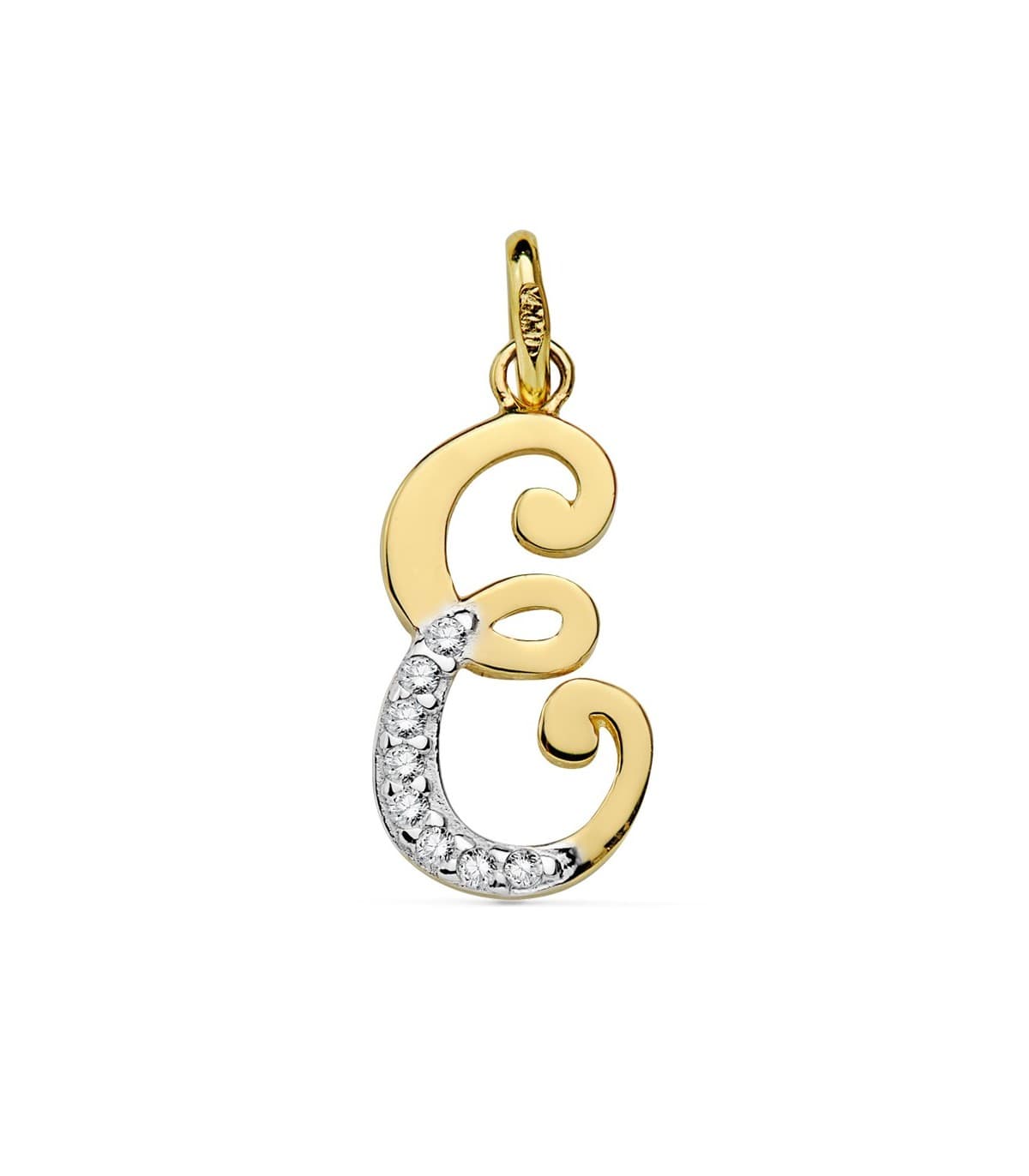 Colgante Inicial E Oro Amarillo 18 K 17 mm collar nombre mujer