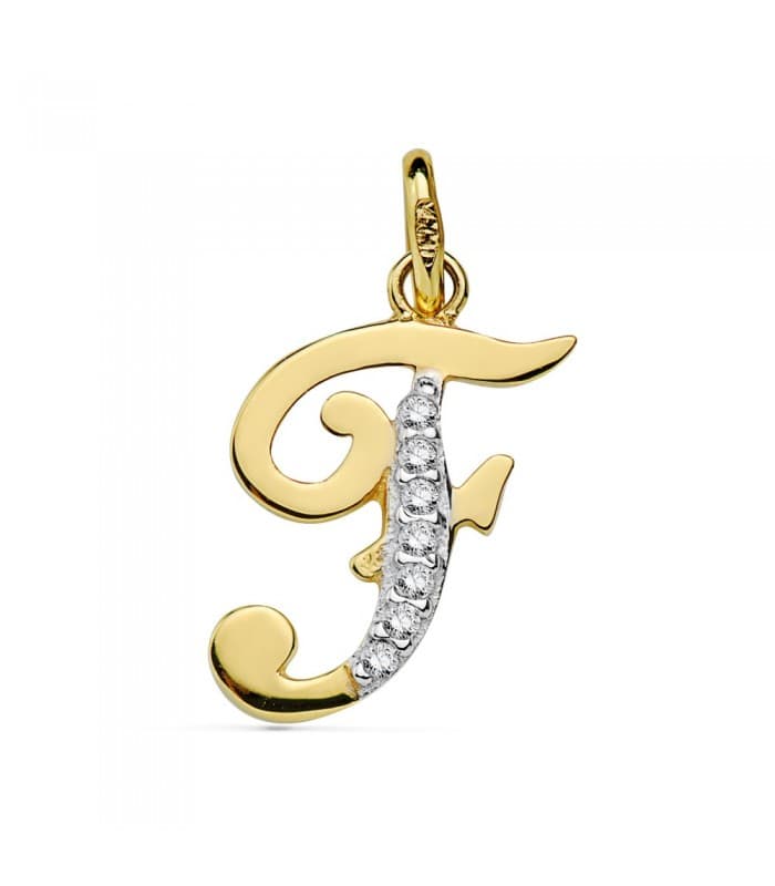 Ciondolo Iniziale F Oro giallo 18 K 16 mm, gioielli online da donna