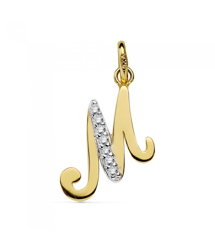 Pendentif Initiale M Or Jaune 18 K 16 mm