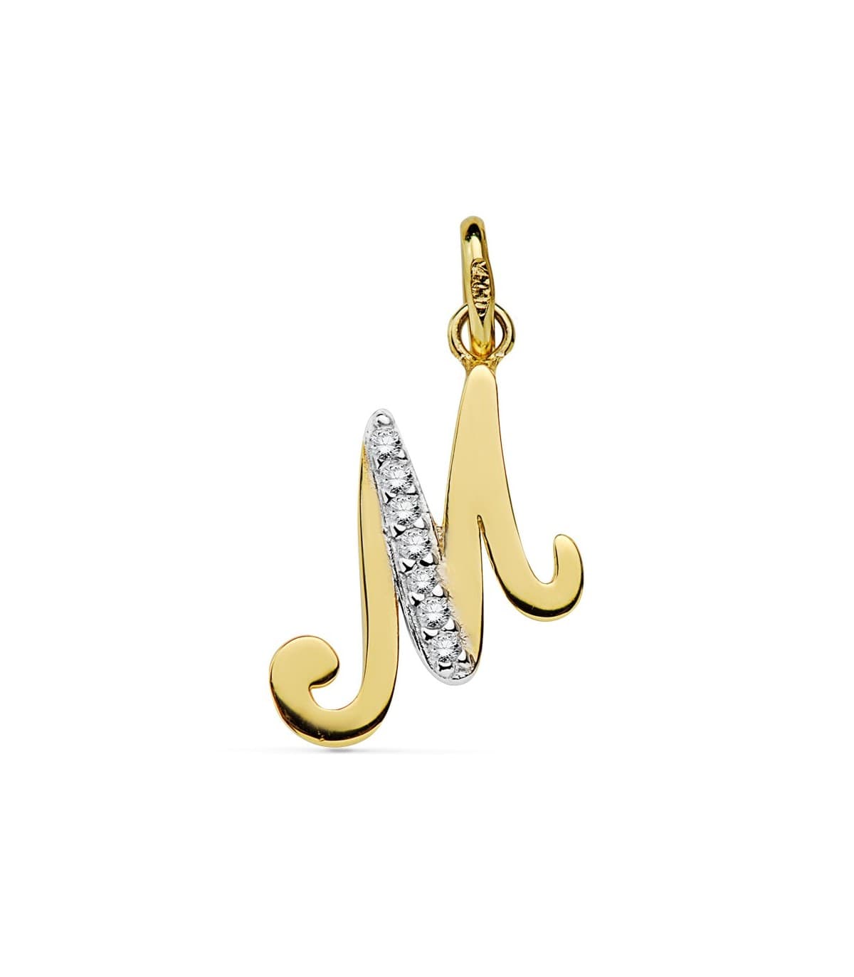 Colgante Inicial M Oro Amarillo 18 K 16 mm