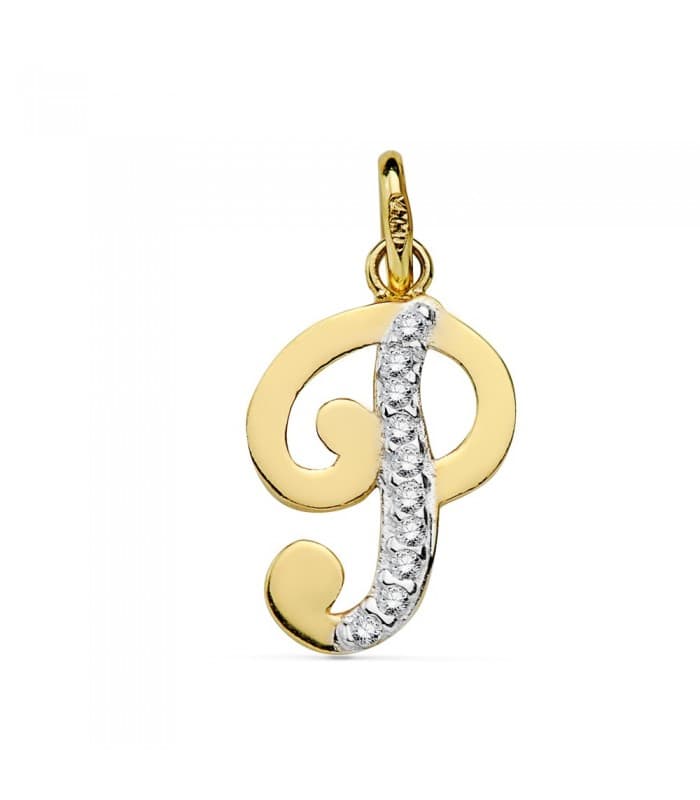 Ciondolo iniziale P oro giallo 18 Kt 16 mm, gioielli online.