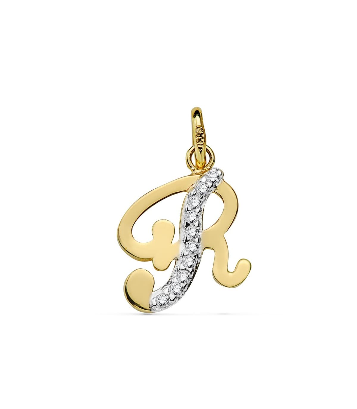 Colgante Inicial R Oro Amarillo 18 K 15 mm